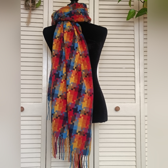 Source Unknown Accessories - Multicolor Wool Blend Scarf – Vibrant Patchwork Style OS – Like New